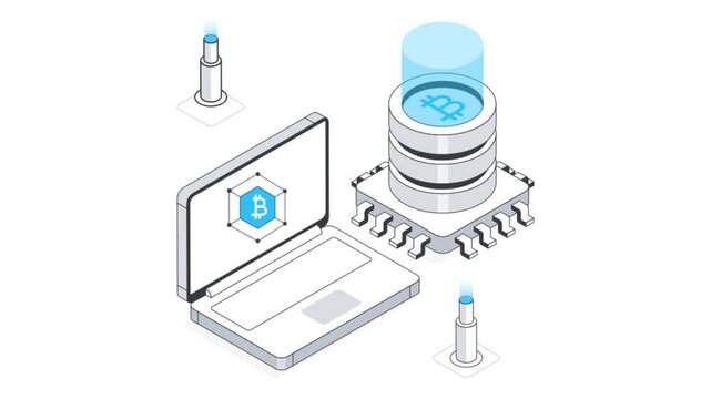 Bitcoin Technology Isometric Animation.