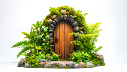 A lone guardian defending an ancient gate, white background