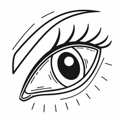 Human eye vector illustration featuring an iris design and elegant eyelashes, a symbol of beauty and clear vision