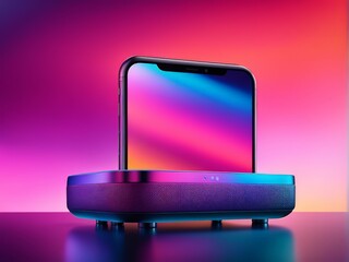 3d image of a blue and white neon light on black background with computer screen