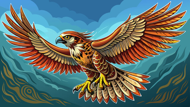 Hawk in Flight: A majestic hawk soars through the sky, its wings outstretched in a powerful display of freedom and grace. The intricate patterns of its feathers are visible in stunning detail.Very bea