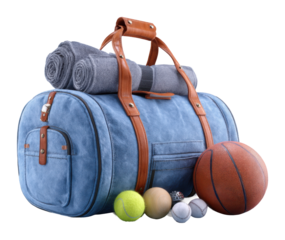 Sports gear bag with accessories gym environment casual view