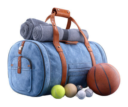 Sports gear bag with accessories gym environment casual view