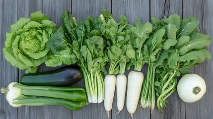 Fresh vegetables on wooden table