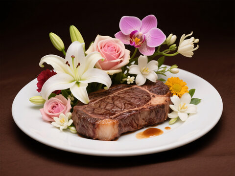 beff steak with flowers
