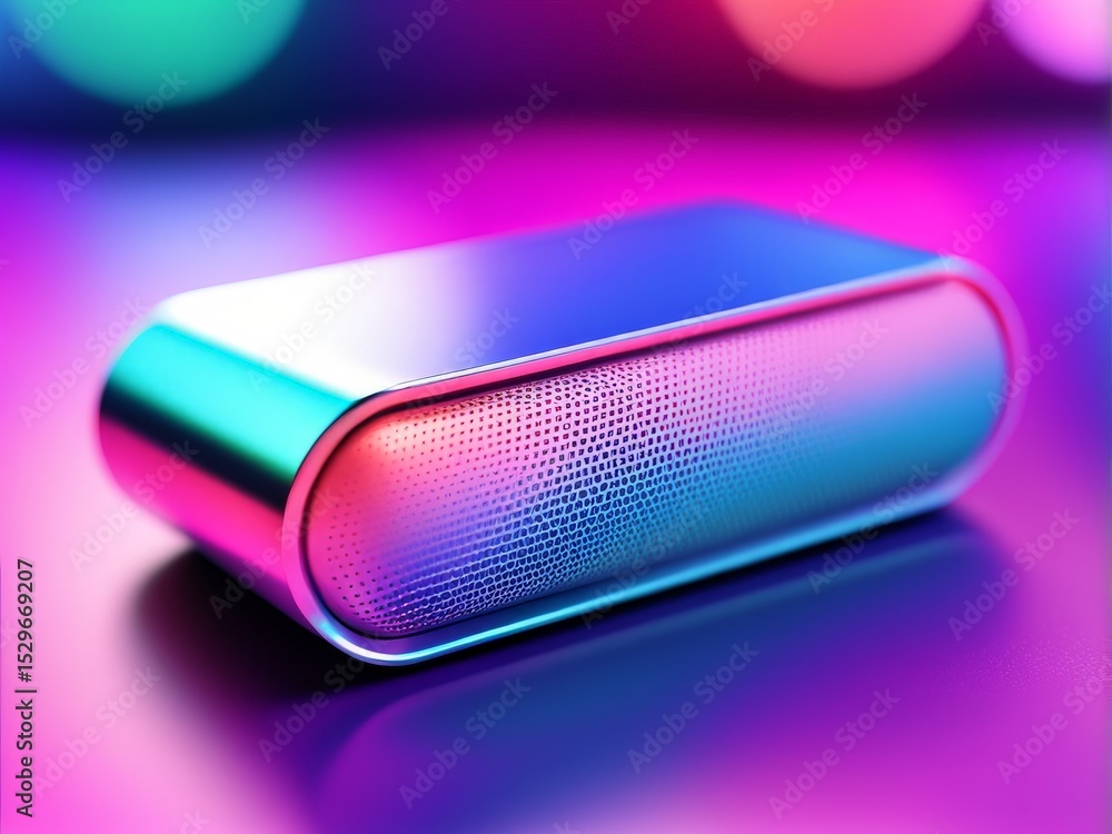 Poster 3d image of a neon glowing light with colorful in the studio