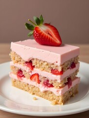 Delicious Strawberry Cake Slice Sweet Dessert Bakery Food Photography