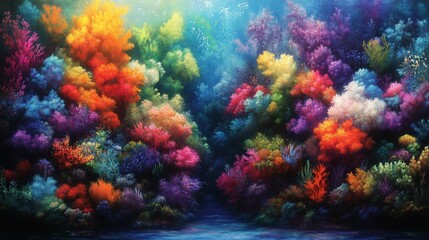 Fototapeta premium Vibrant coral reef underwater scene, ocean background, marine life illustration, website banner