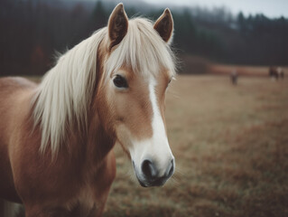 Fototapeta premium haflinger horse breed beautiful chestnut horses flaxen mane animal portrait