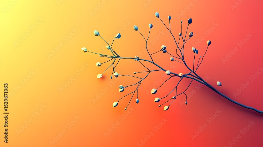 Poster bright multi-color branch diagram with labels illustrating ideas and concepts in a creative and orga