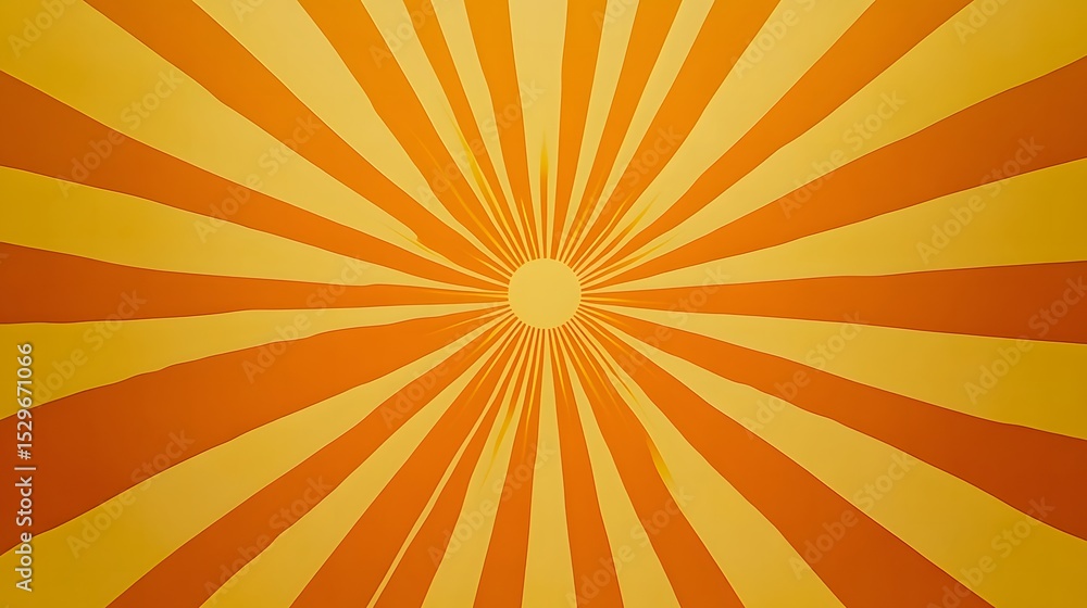 Poster bright sunbeam pattern emanating from a core concept on a vibrant yellow background for dynamic visu
