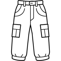 Cargo pants line art vector