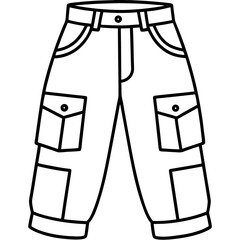Cargo pants line art vector