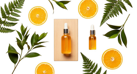Citrus essence radiant skin elixir amid lush botanicals