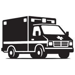 Clear-Cut Ambulance silhouette on the move – Ambulance illustration – Minimalist Ambulance vector – Vehicle silhouette

