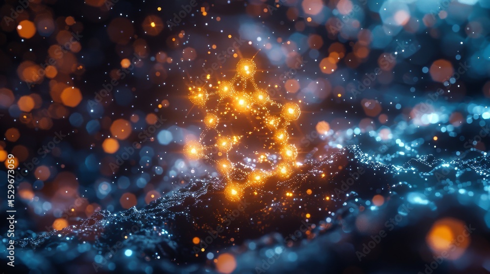 Aufkleber an abstract representation of glittering stars forming a captivating pattern against a dark backgrou