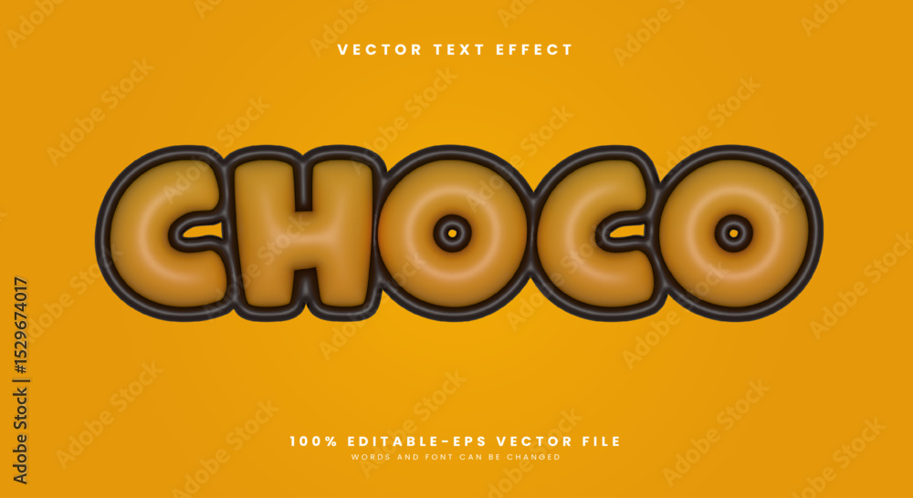 Poster choco 3d inflated text effect template suitable for food theme