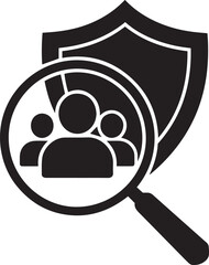 Group protection security magnifying glass icon