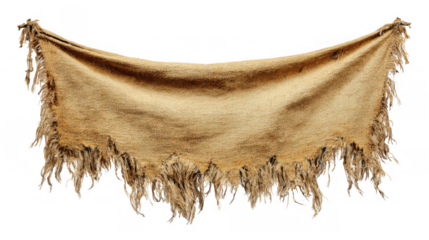 Old, frayed banner rustling in harsh gusts, isolated on a transparent background, offers endless possibilities for use in various design projects and creative endeavors