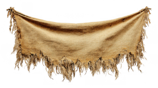 Old, frayed banner rustling in harsh gusts, isolated on a transparent background, offers endless possibilities for use in various design projects and creative endeavors