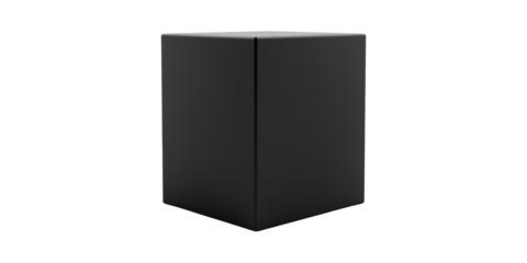 Black rectangular box with minimal design isolated on transparent background