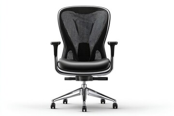Black mesh office chair with chrome base.