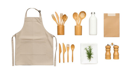 Cooking kit apron utensils and ingredients