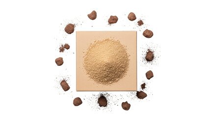 Cosmetic powder in circular sprinkle formation