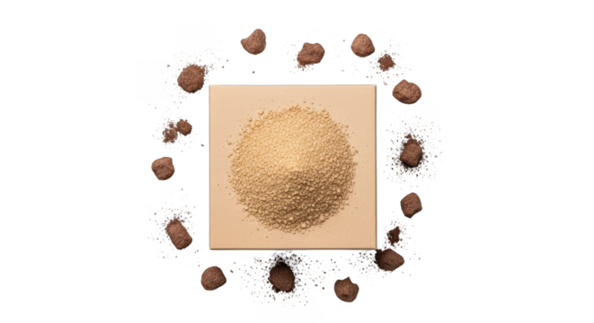 Cosmetic powder in circular sprinkle formation