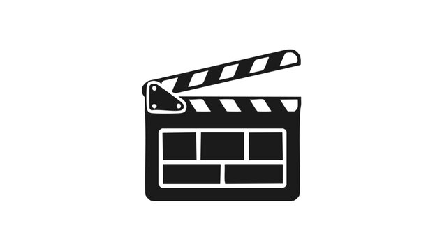 Clapper Board Icon Vector – Minimal Movie Slate Symbol for Film and Video Production