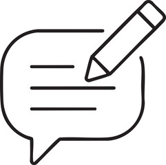 Minimalist Icon of a Speech Bubble with Lines and a Pencil for Editing simple black