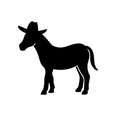 Donkey with a Cowboy Hat Silhouette
