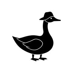 Goose with a Detective Hat Silhouette
