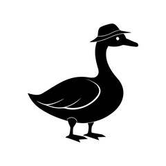 Goose with a Detective Hat Silhouette
