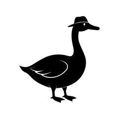 Goose with a Detective Hat Silhouette
