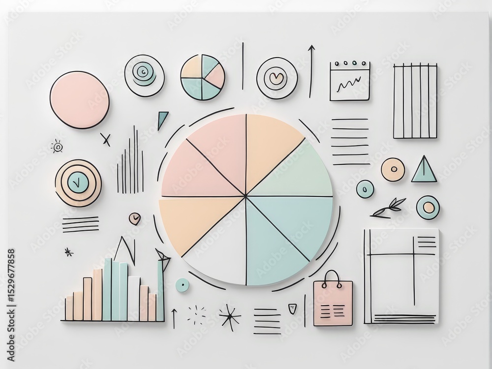 Poster abstract background with different geometric elements on white background. vector illustration. 3d i