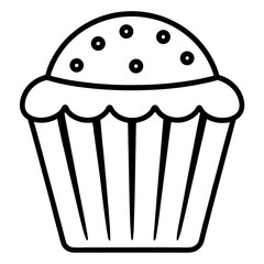 AMinimal Muffin in Baking Cup – Black & White Line Art Vector

