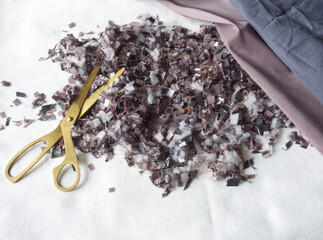 Recycling background. Zero waste. Textile recovery. Reusable of clothes. Second life. Recycling,...