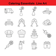 Catering Essentials – Minimalist Line Art Icon Set. 