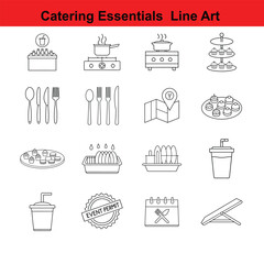 Catering Essentials – Minimalist Line Art Icon Set. 