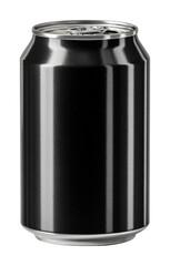 Refreshing black drink can displayed in environment for product showcase