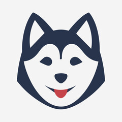 Minimal Husky Dog Logo Vector.