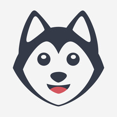 Minimal Husky Dog Logo Vector.