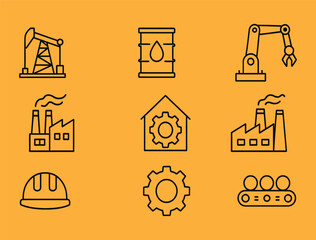 Industrial Line Art Icons Set