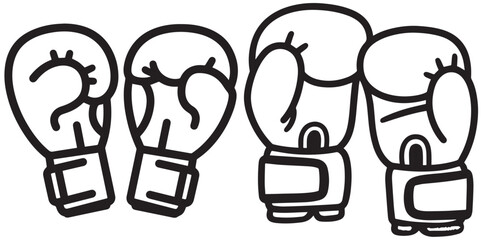 Two pairs of boxing gloves are drawn as illustrative icons. 