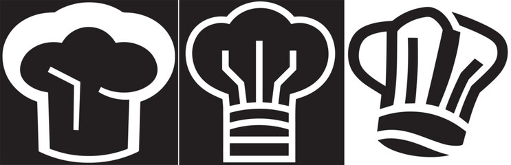 Three chef's hats are depicted as icons, each with a slightly different design style.