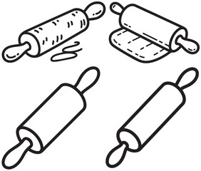 Four rolling pin illustrations  vector