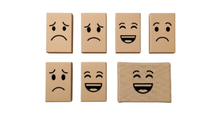 Expression boxes An array of cardboard emotions