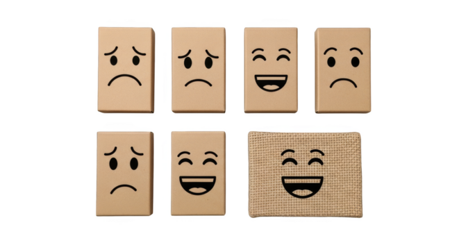 Expression boxes An array of cardboard emotions