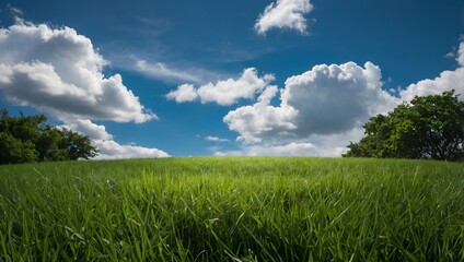Obraz premium Serene Green Fields Under a Cloudy Sky
